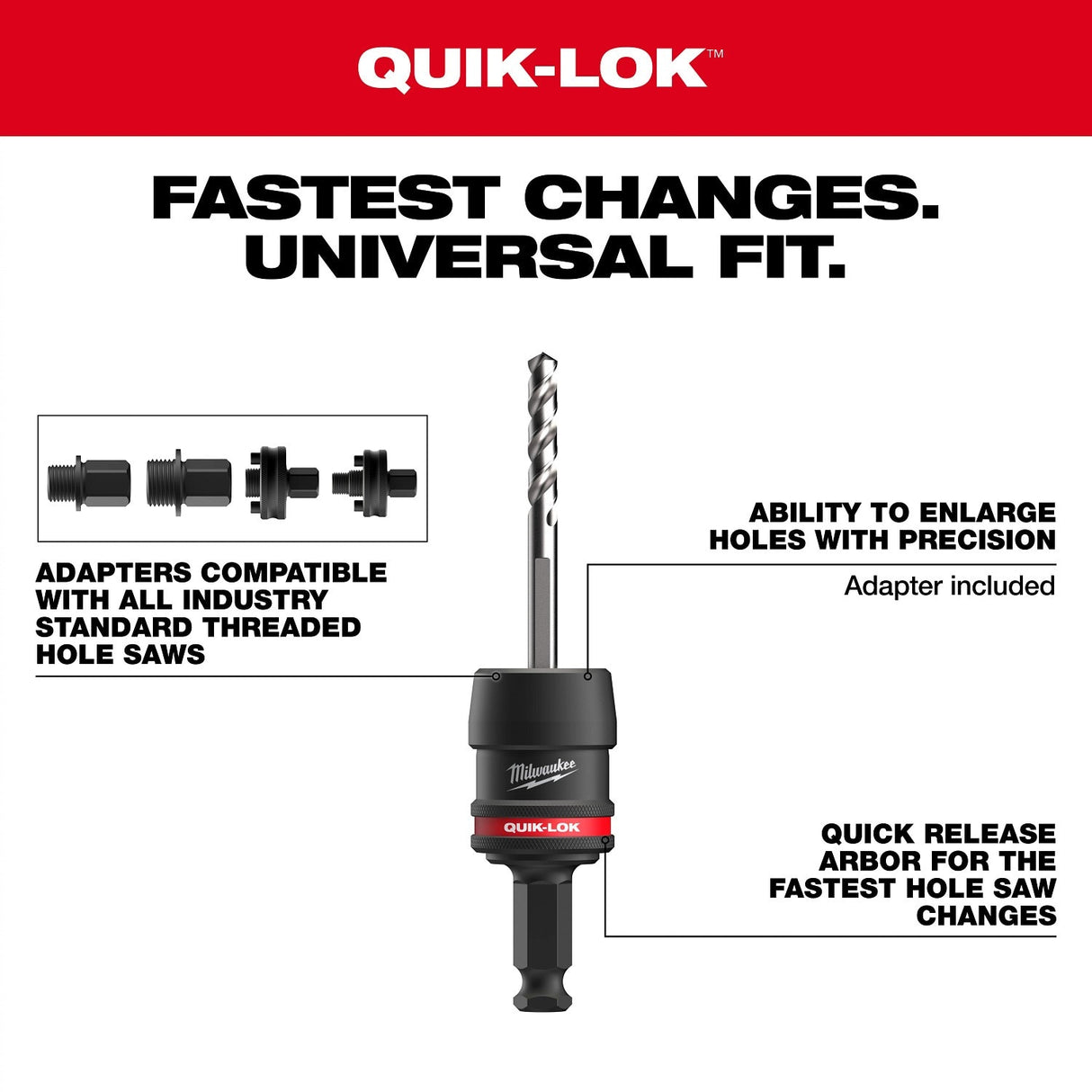 Milwaukee 49-56-7555 7/16" QUIK-LOK Arbor Set (5 Piece) - 3