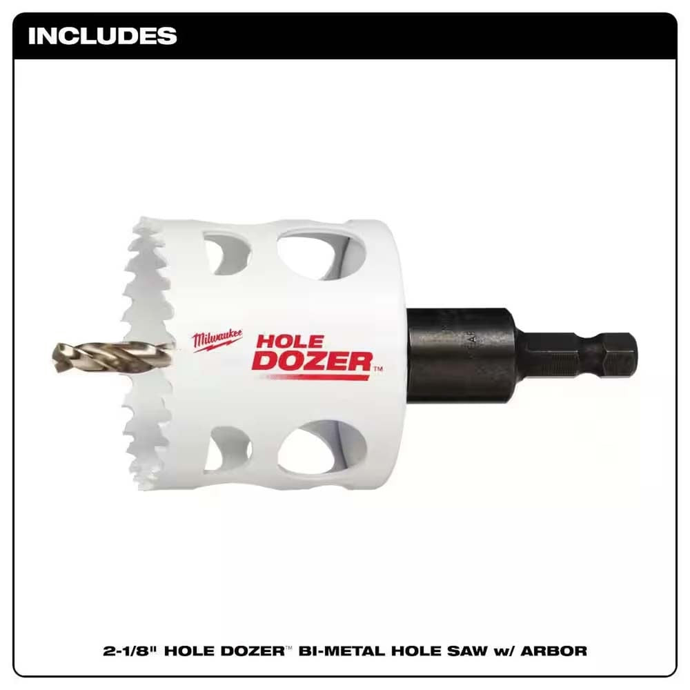 Milwaukee 49-56-9668 2-1/8" Hole Dozer Bi-Metal Hole Saw with Arbor & Pilot Bit - 3