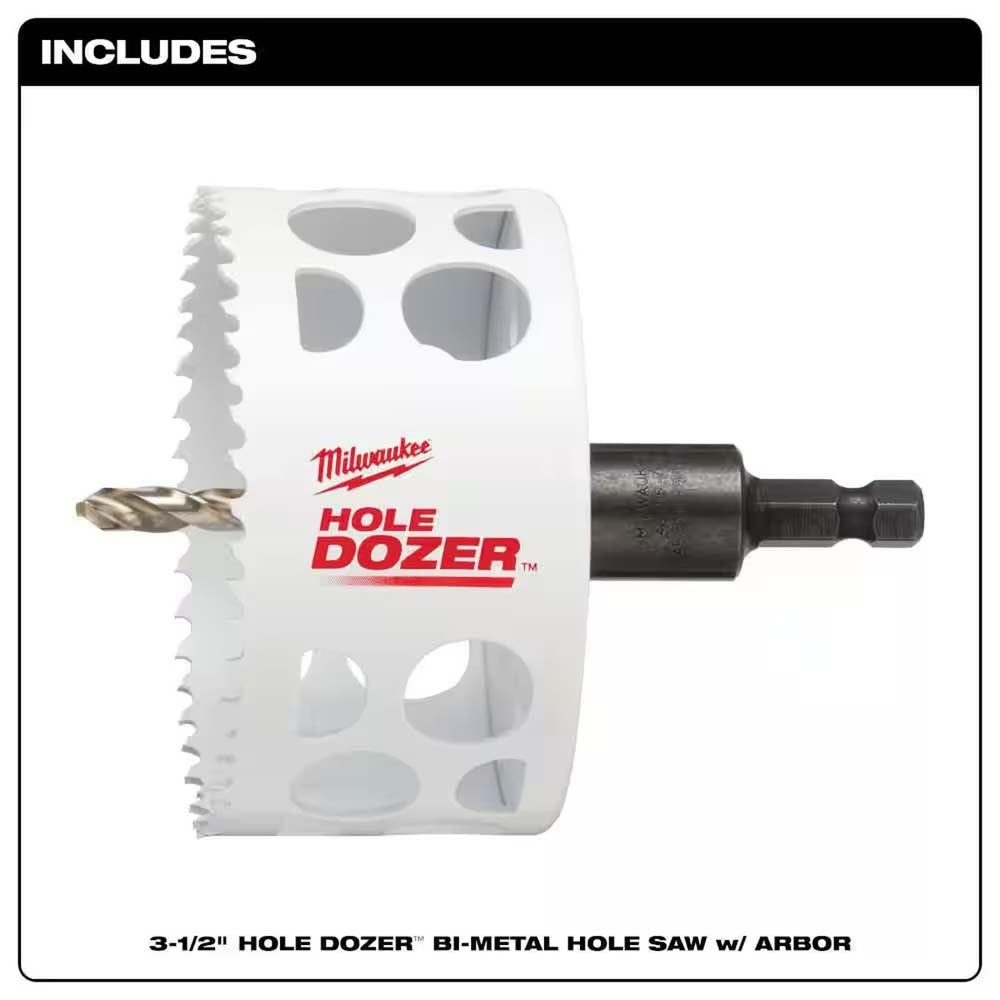 Milwaukee 49-56-9682 3-1/2" HOLE DOZER Bi-Metal Hole Saw with Arbor - 3