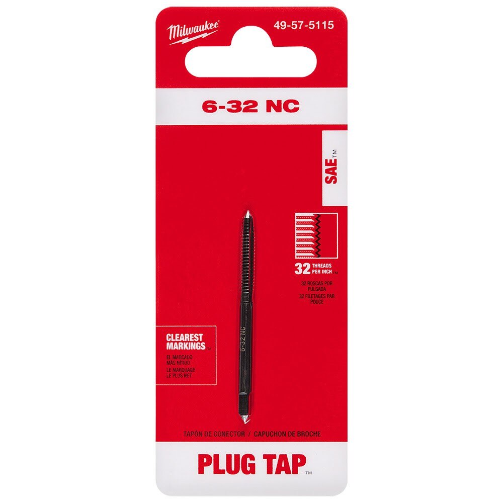 Milwaukee 49-57-5115 6-32 NC Straight Flute Plug Tap - 12