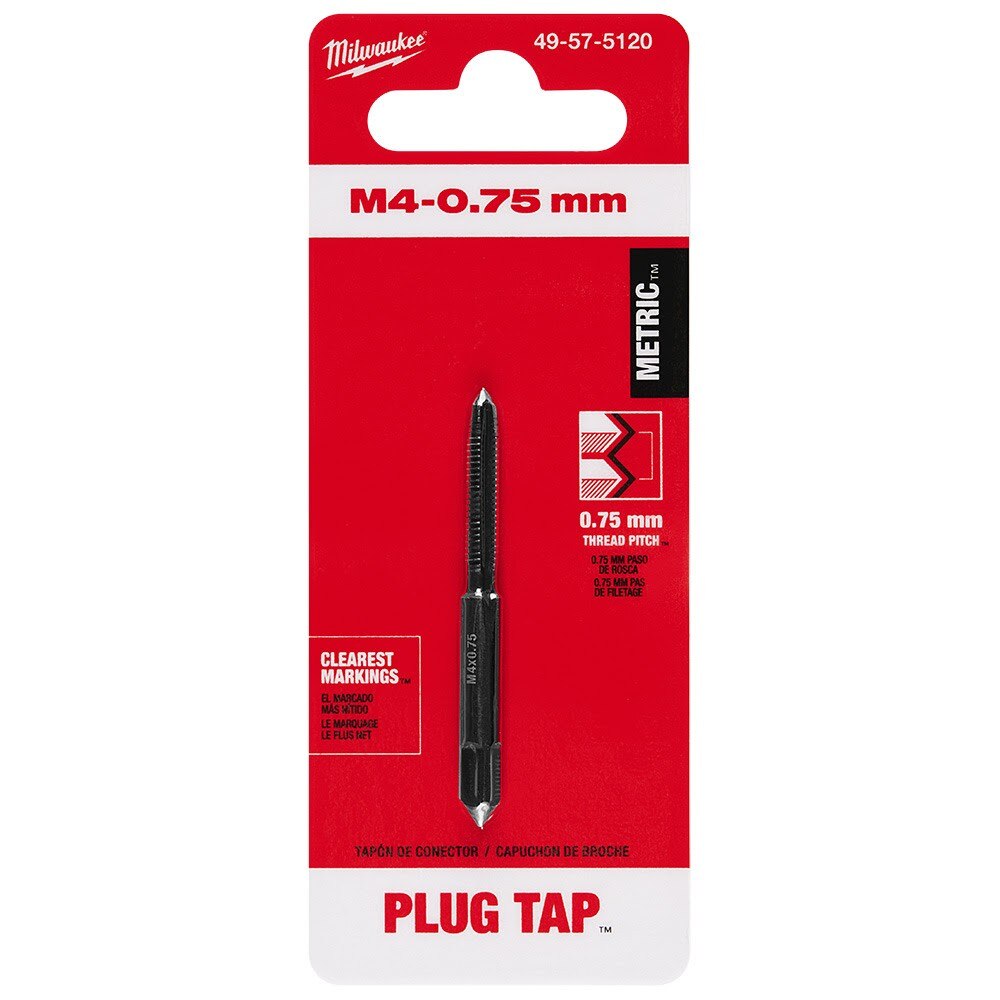 Milwaukee 49-57-5120 M4-0.75 mm Straight Flute Plug Tap - 12