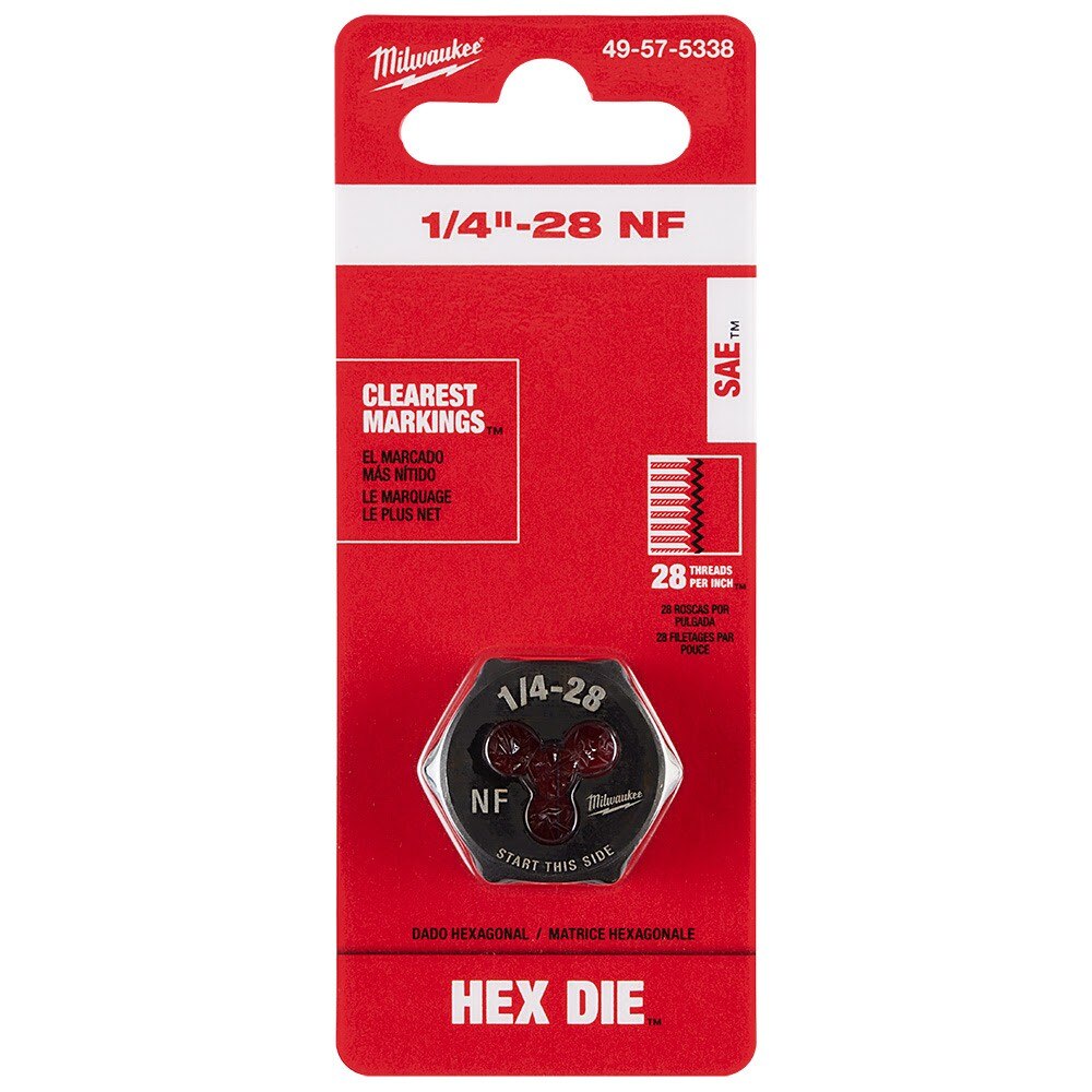 Milwaukee 49-57-5338 1/4"-28 NF 1-Inch Hex Threading Die - 11