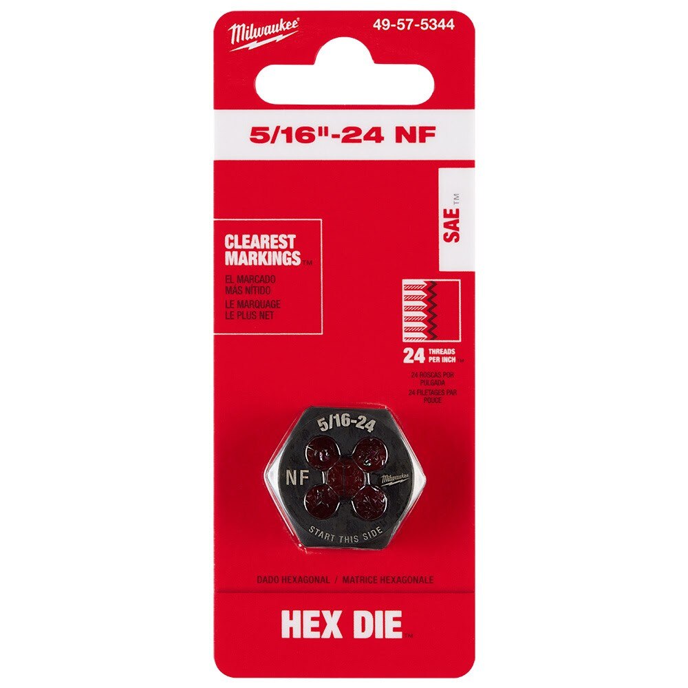 Milwaukee 49-57-5344 5/16"-24 NF 1-Inch Hex Threading Die - 11
