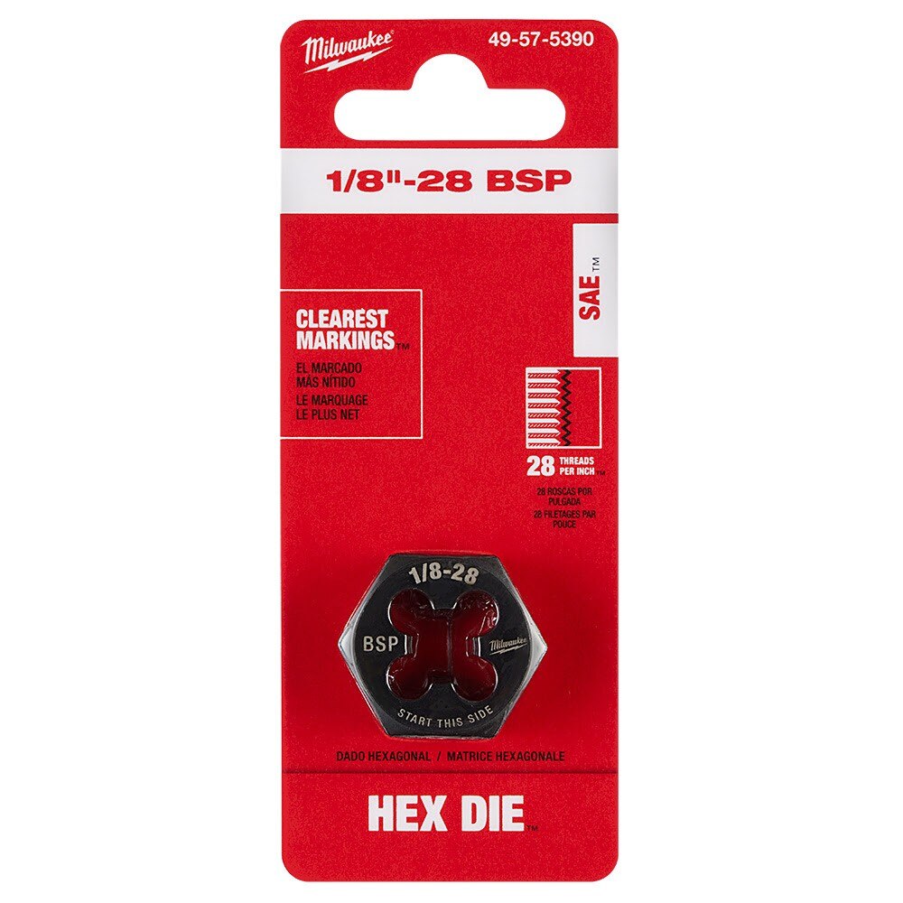Milwaukee 49-57-5390 1/8"-28 BSP 1-Inch Hex Threading Die - 11