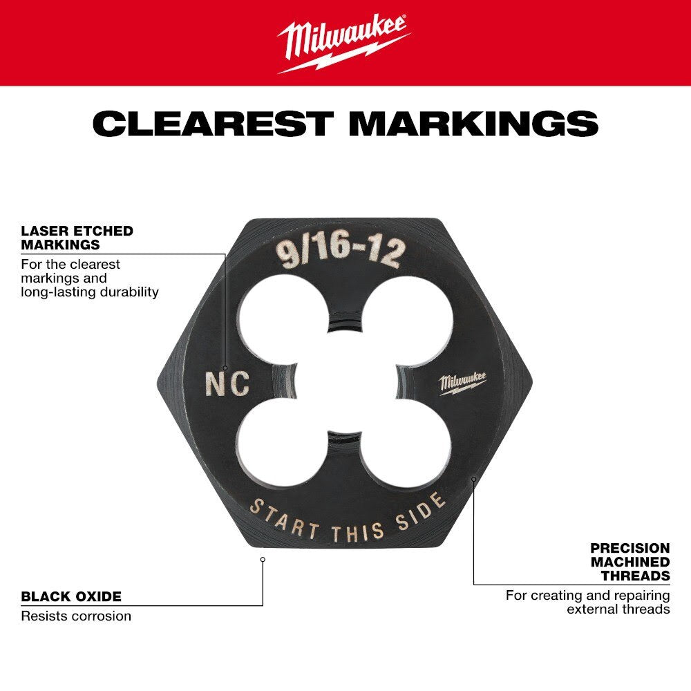 Milwaukee 49-57-5391 1/4"-18 NPT 1-7/16" Hex Threading Die - 5