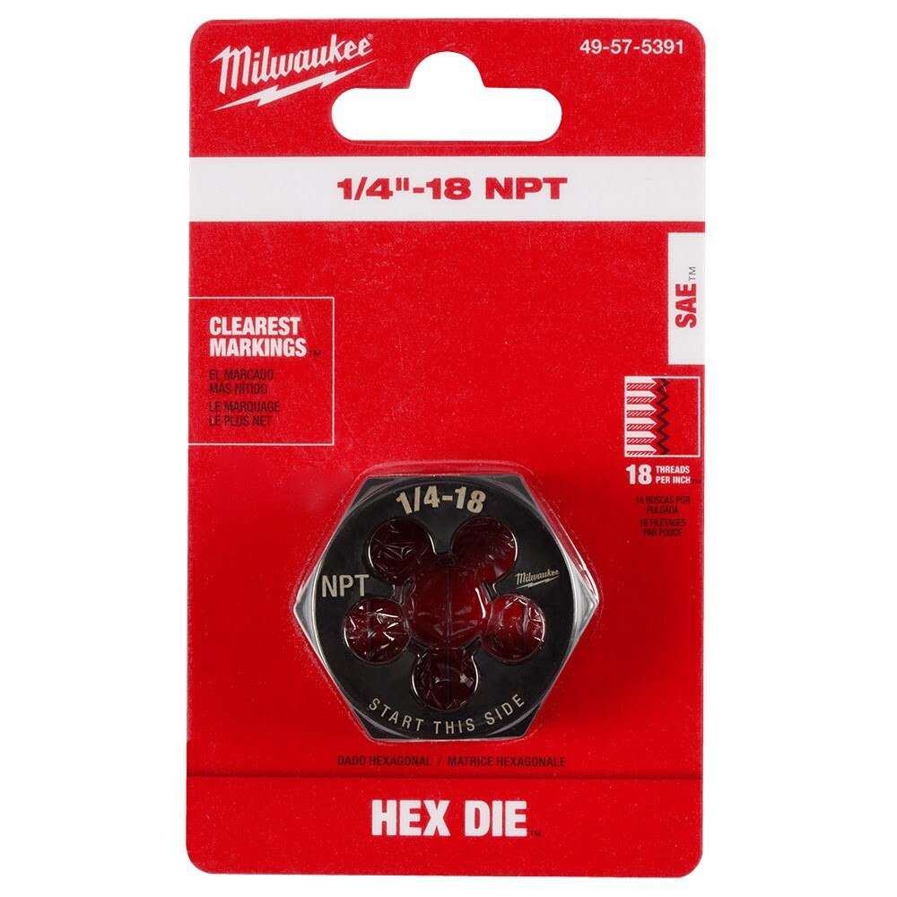 Milwaukee 49-57-5391 1/4"-18 NPT 1-7/16" Hex Threading Die - 8