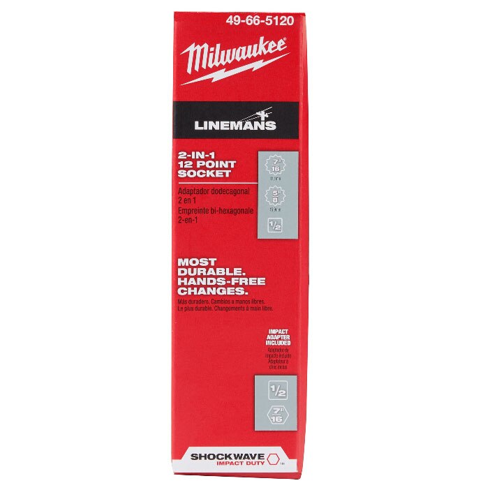 Milwaukee 49-66-5120 Shockwave Lineman's 12PT 7/16" & 5/8" 2-in-1 Socket - 2