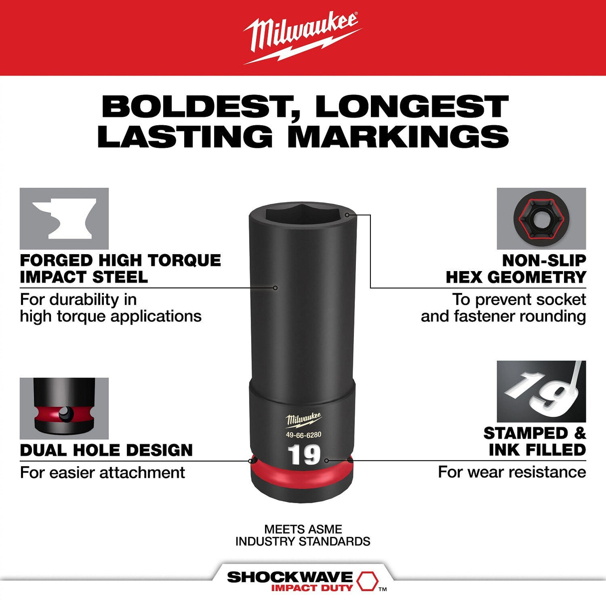 Milwaukee 49-66-6040 SHOCKWAVE Impact Duty Quarter" Drive 6mm Deep 6 Point Socket - 3