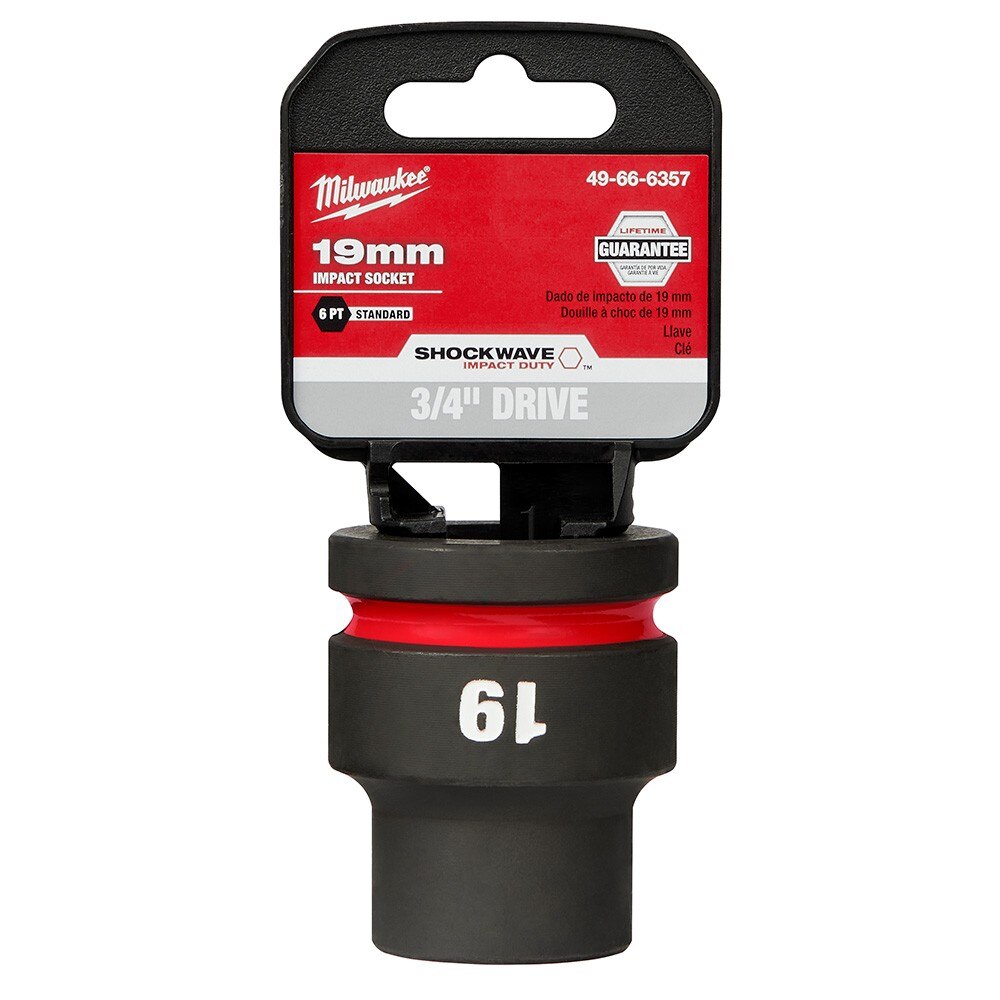 Milwaukee 49-66-6357 SHOCKWAVE Impact Duty™ 3/4"Drive 19MM Standard 6 Point Socket - 2