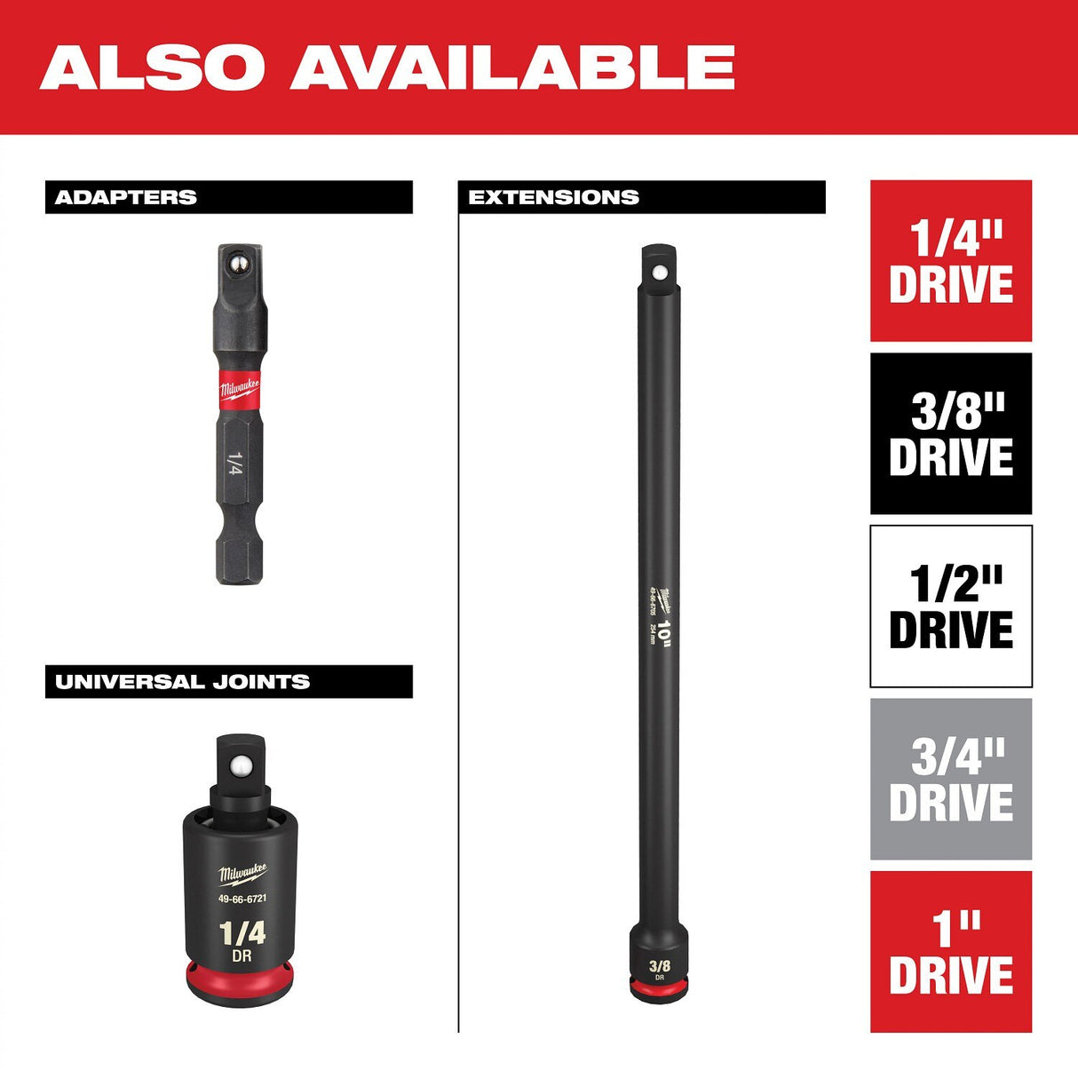 Milwaukee 49-66-6554 1" Drive 1-3/8" Standard 6 Point Impact Socket - 7