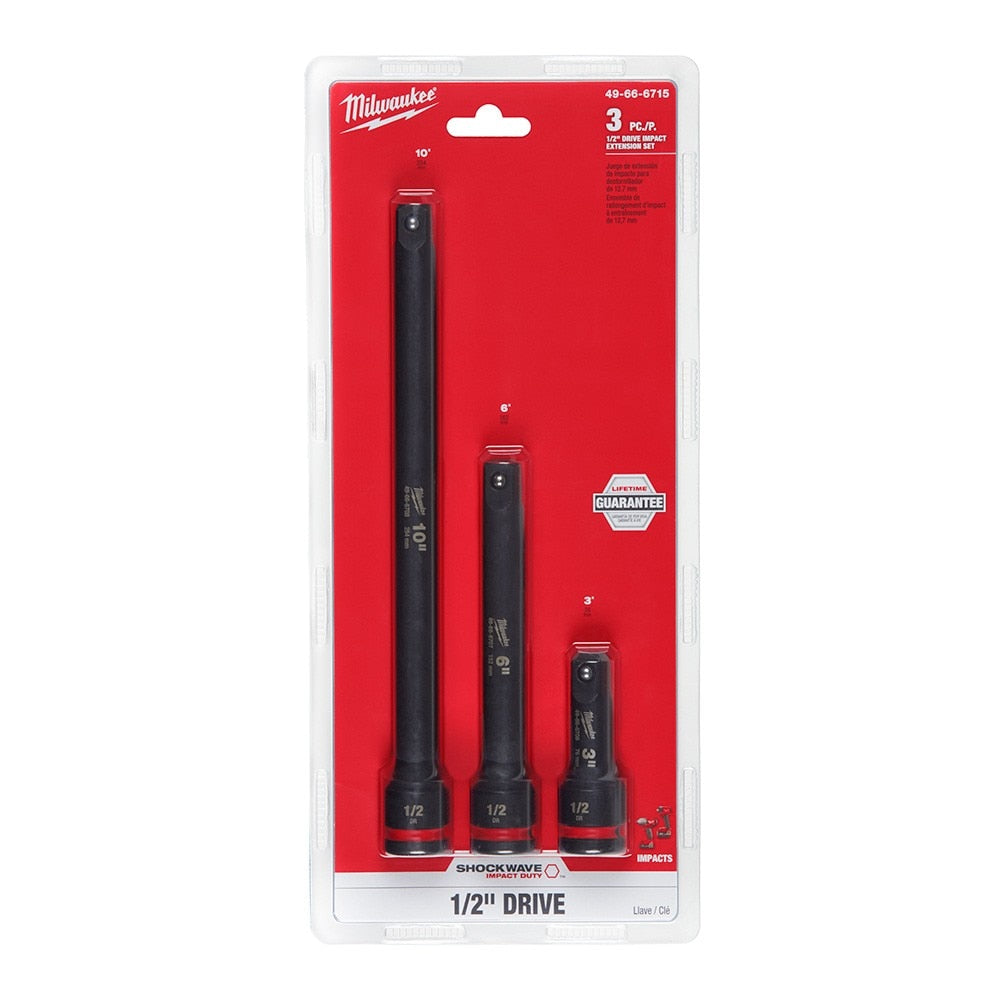 Milwaukee 49-66-6715 3PC SHOCKWAVE Impact Duty™ 1/2"Drive Extension Set