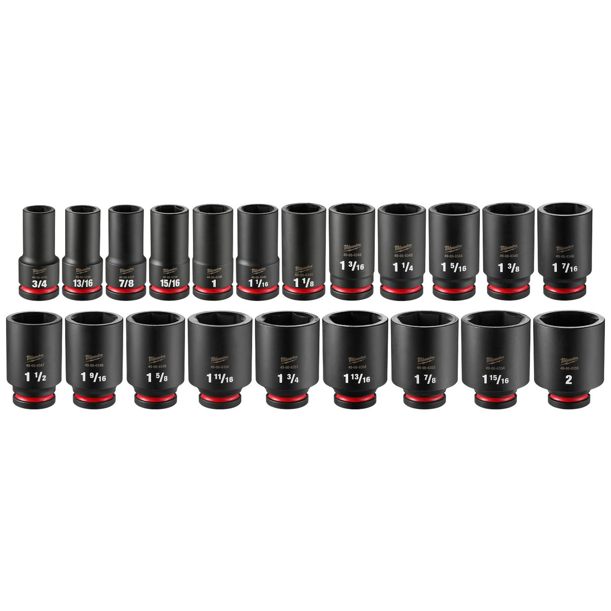 Milwaukee 49-66-6770 3/4" Drive SAE Deep 6-Point Impact Socket Set with Packout Case (21 Piece)