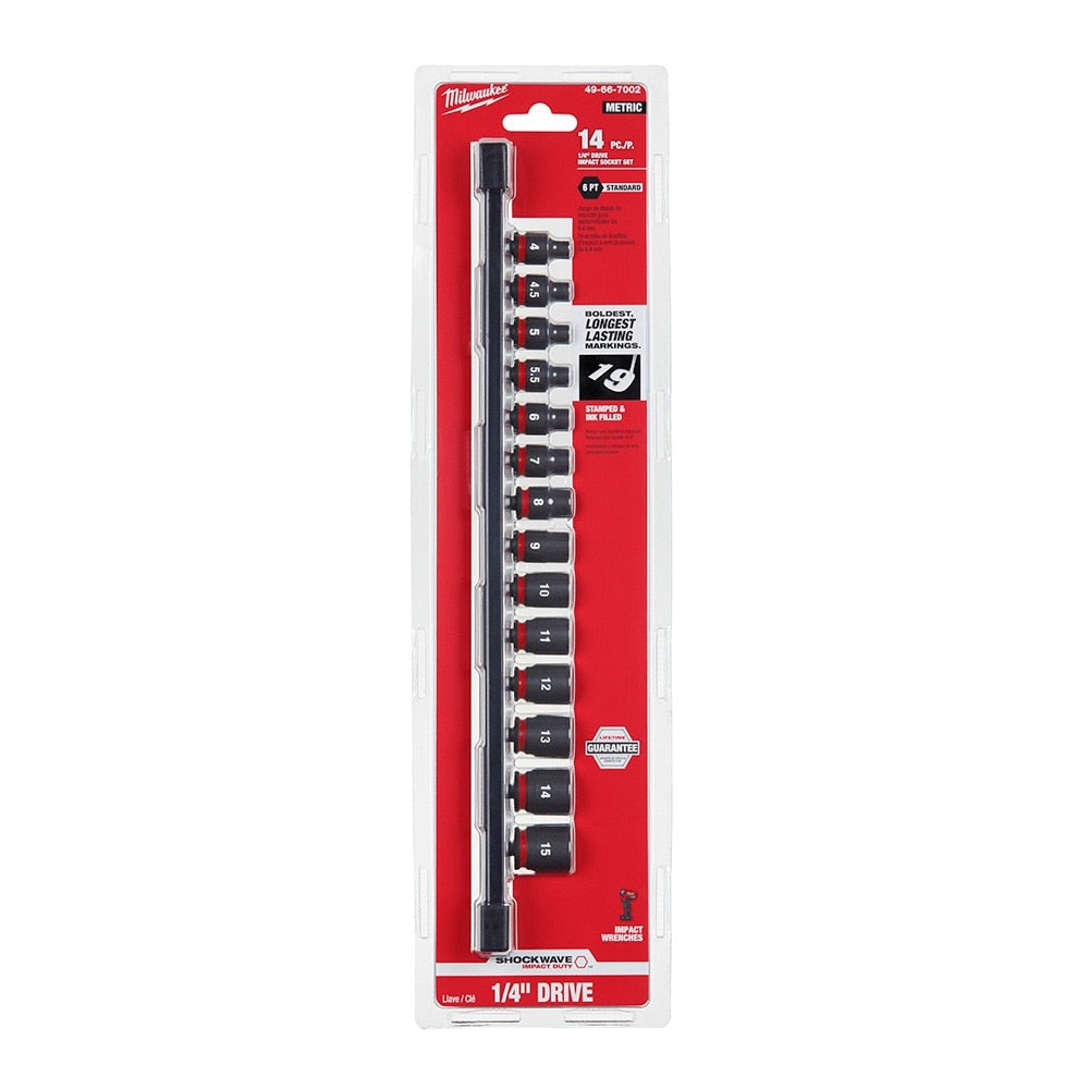 Milwaukee 49-66-7002 14PC SHOCKWAVE Impact Duty™ 1/4" Drive Metric Standard 6 Point Socket Set - 2