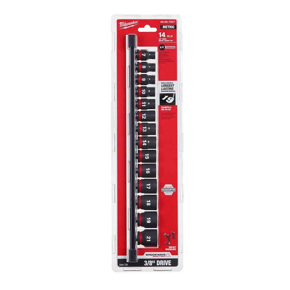 Milwaukee 49-66-7007 14PC SHOCKWAVE Impact Duty™ 3/8" Drive Metric Standard 6 Point Socket Set
