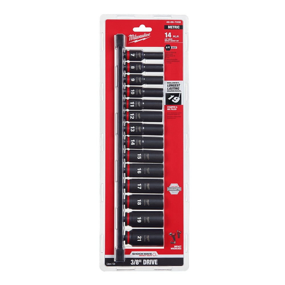 Milwaukee 49-66-7008 14PC SHOCKWAVE Impact Duty™ 3/8" Drive Metric Deep 6 Point Socket Set - 2