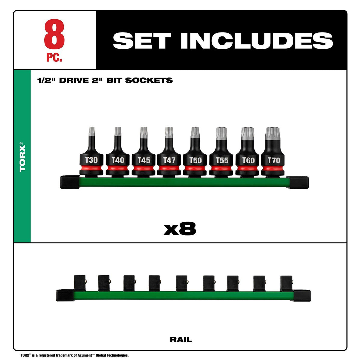 Milwaukee 49-66-7263 Shockwave Impact Duty 1/2" Drive 2" Torx Bit Socket Set (8 Piece) - 4