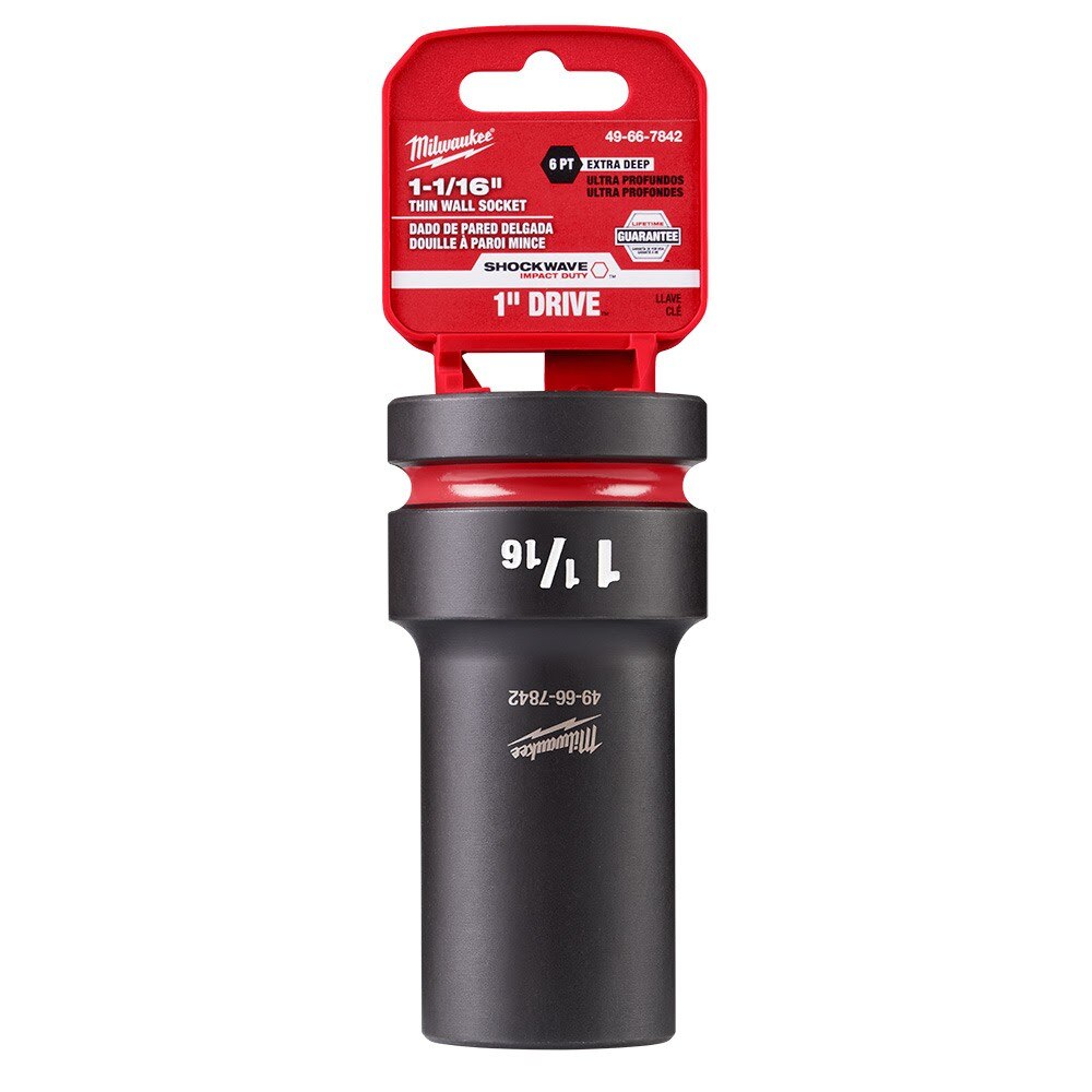 Milwaukee 49-66-7842 SHOCKWAVE Impact Duty 1" Drive 1-1/16" Thin Wall Extra Deep 6 Point Socket - 3