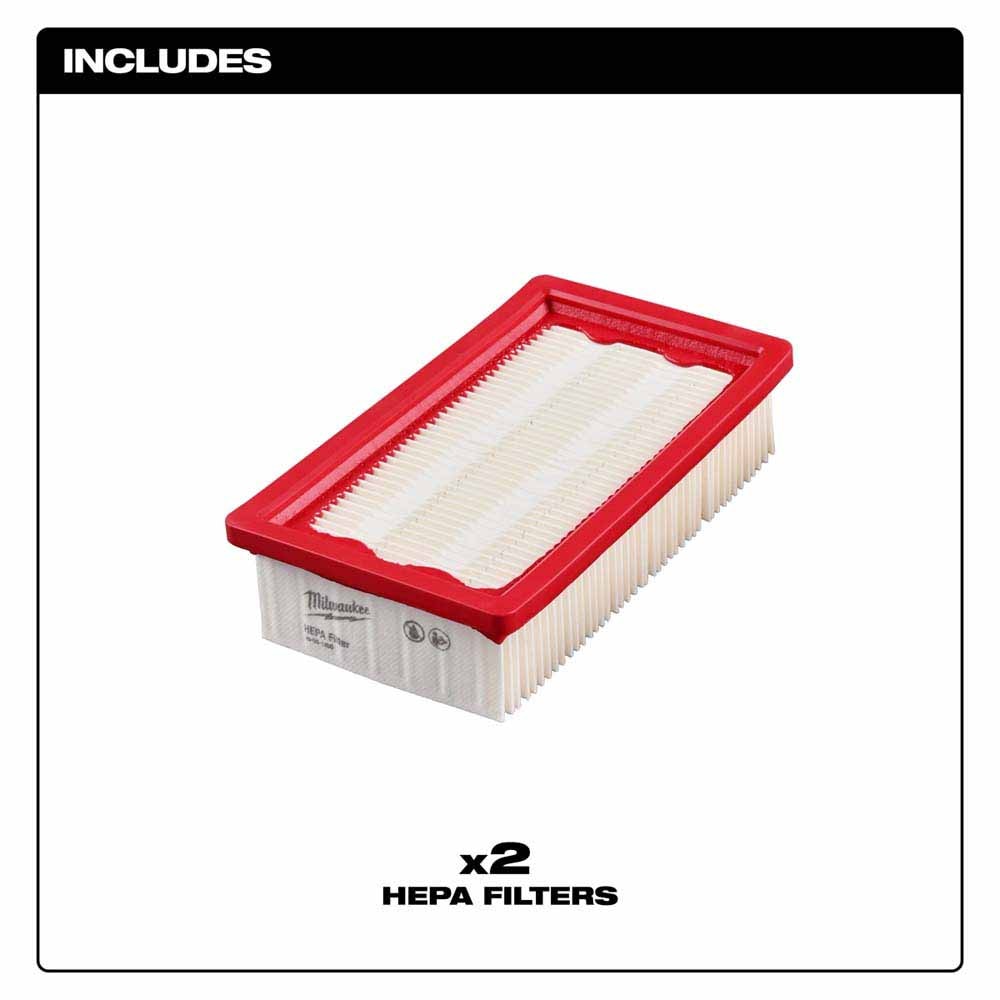 Milwaukee 49-90-1968 HEPA Filter 2-Pack for M18 FUEL 9 Gallon Dual Battery Dust Extractor - 2