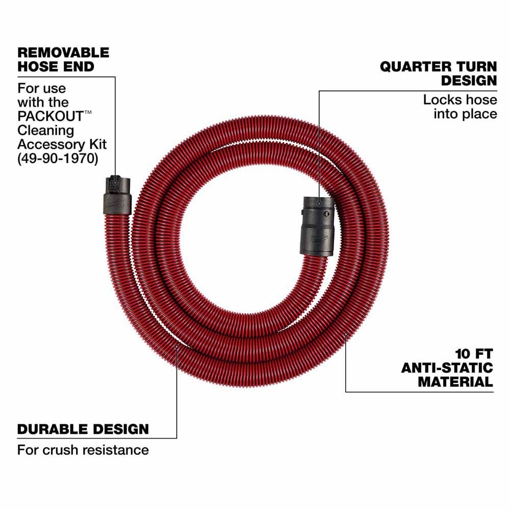 Milwaukee 49-90-1973 10' Accessory Hose for M18 FUEL 9 Gallon Dual Battery Dust Extractor - 2