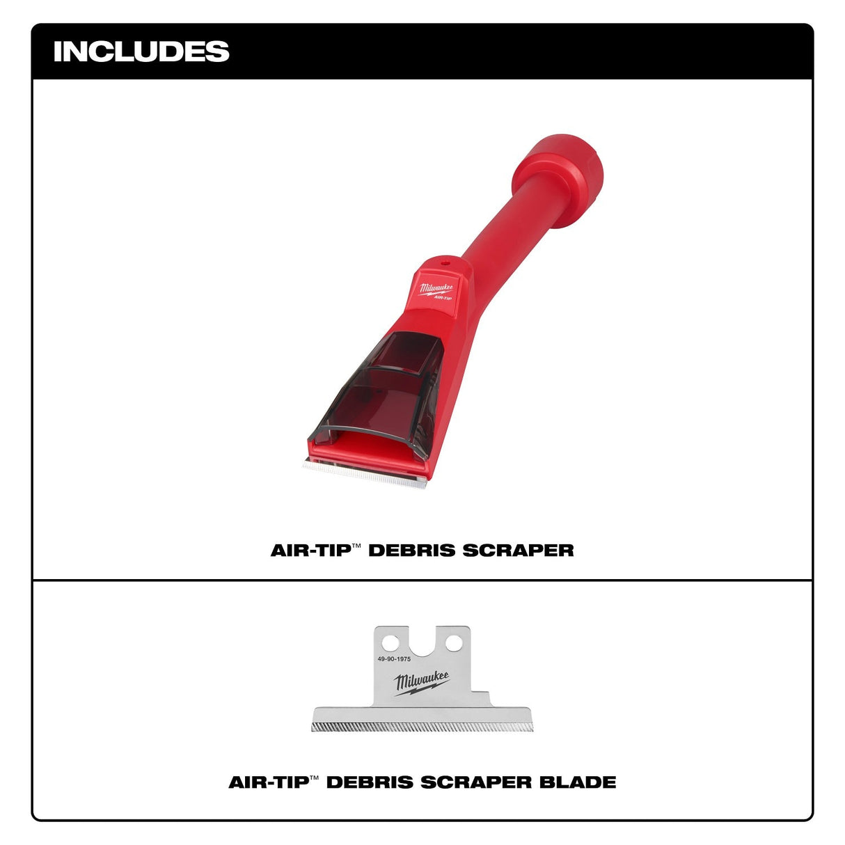 Milwaukee 49-90-2047 AIR-TIP Debris Scraper Vacuum Attachment for Rigid Surface Debris Cleanup - 3