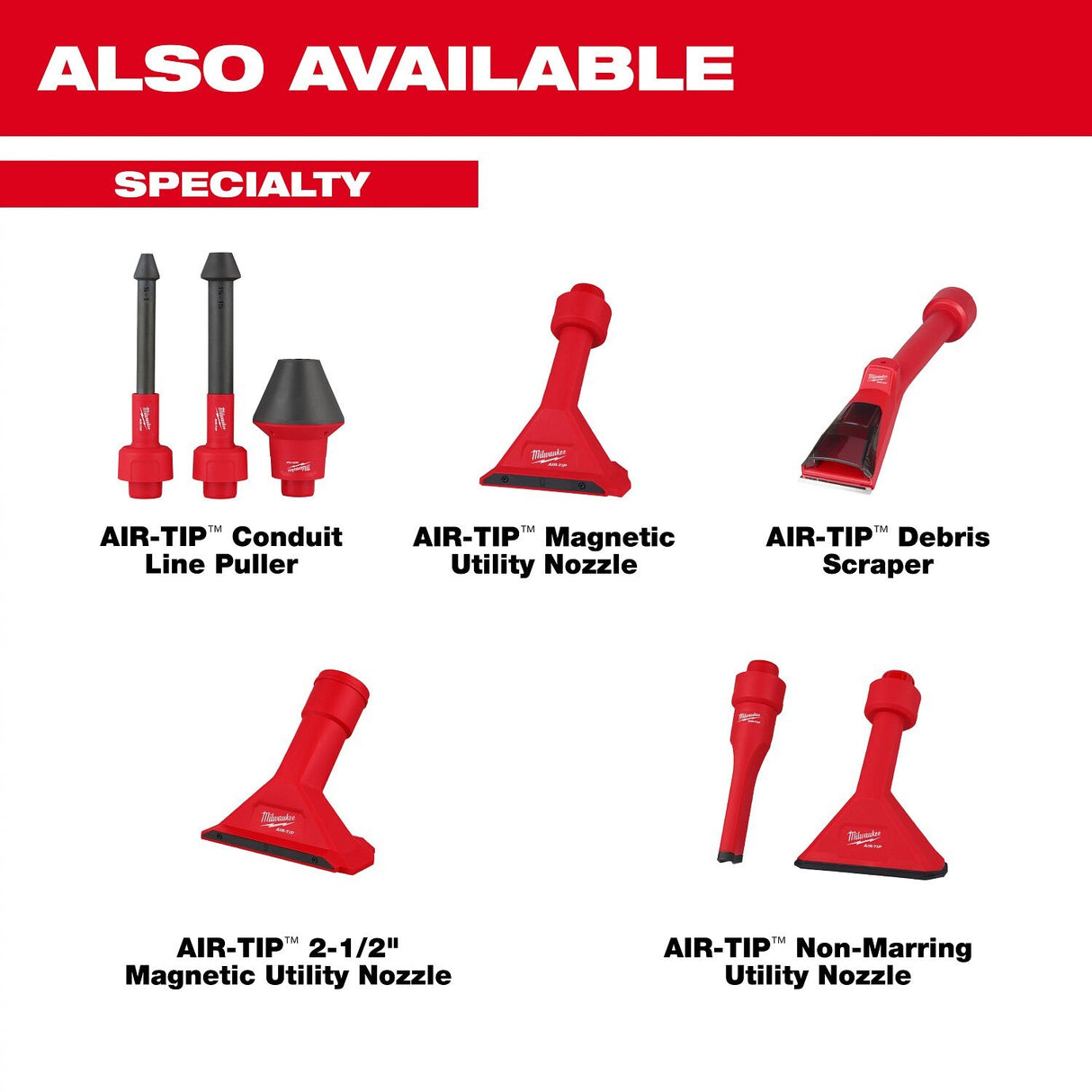 Milwaukee 49-90-2047 AIR-TIP Debris Scraper Vacuum Attachment for Rigid Surface Debris Cleanup - 10