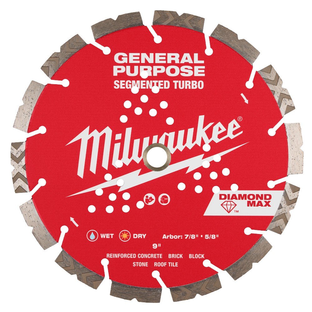 Milwaukee 49-93-9009 9" DIAMOND MAX Segmented Turbo, General Purpose Diamond Blade