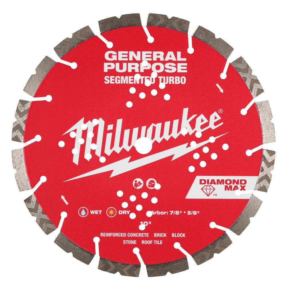 Milwaukee 49-93-9010 10" DIAMOND MAX Segmented Turbo, General Purpose Diamond Blade