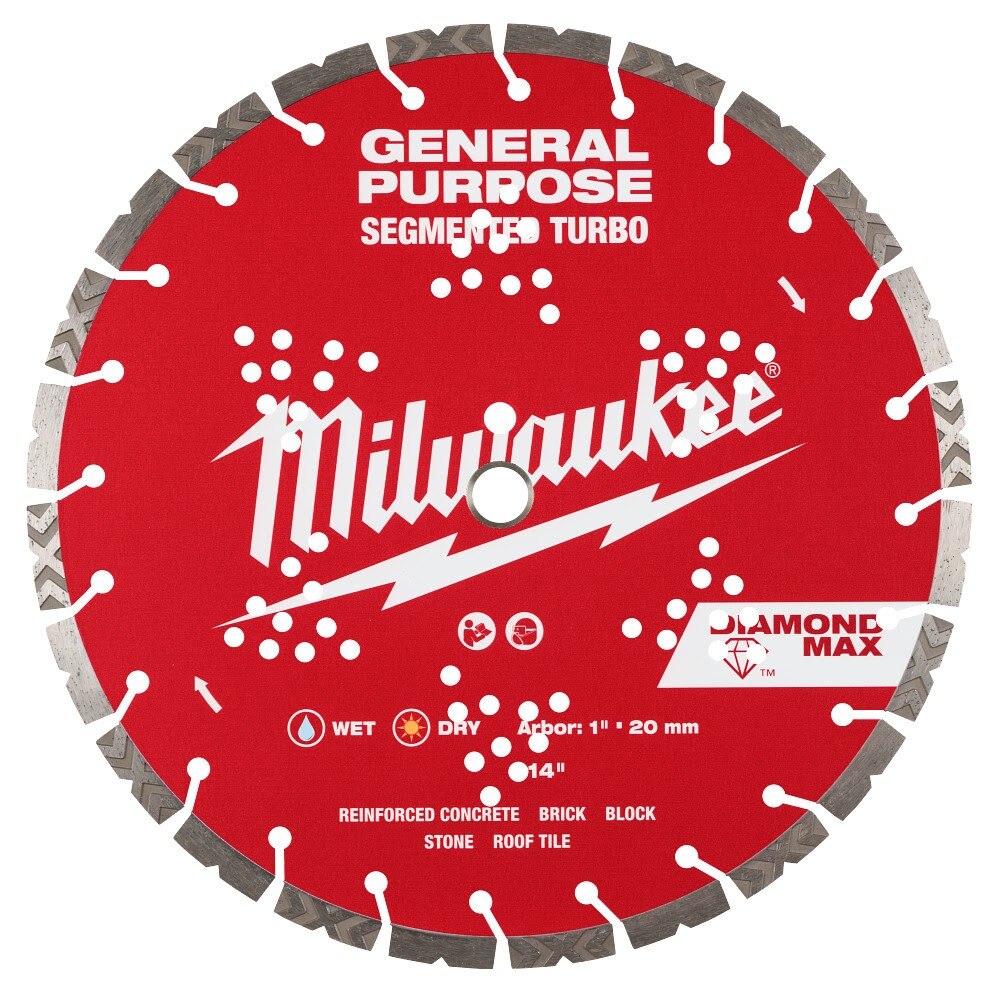 Milwaukee 49-93-9014 14" DIAMOND MAX Segmented Turbo, General Purpose Diamond Blade