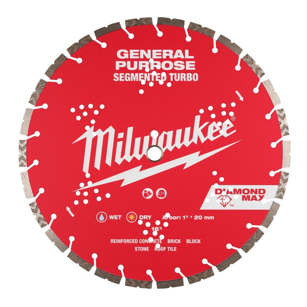 Milwaukee 49-93-9016 16" DIAMOND MAX Segmented Turbo, General Purpose Diamond Blade