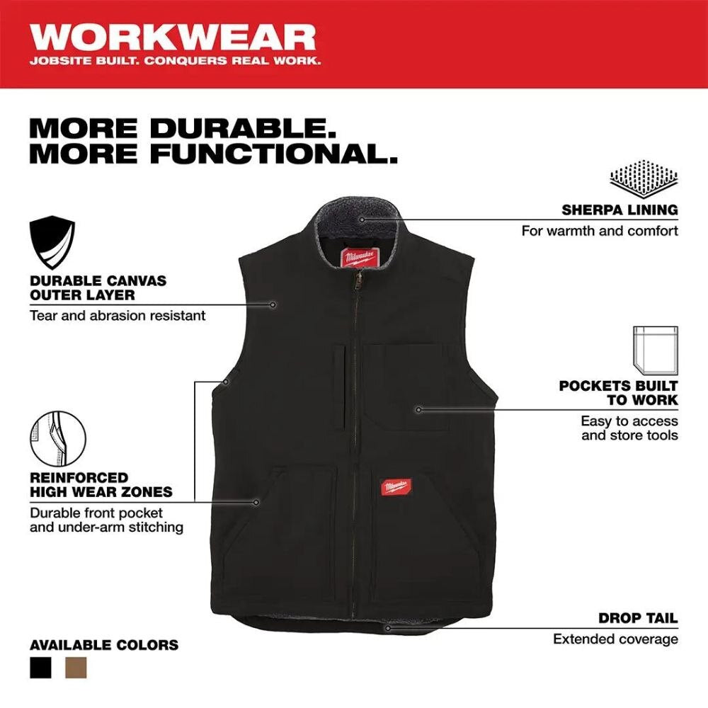 Milwaukee 801B-2X Heavy Duty Sherpa-Lined Vest - Black 2X - 4