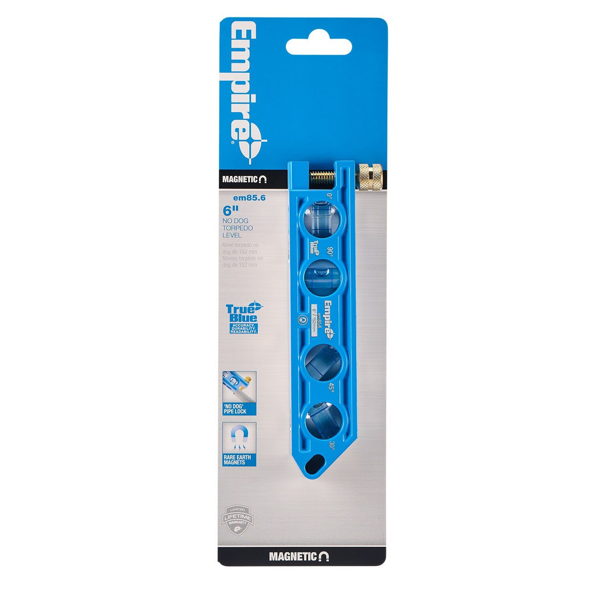 Empire Level EM85.6 6" TRUE BLUE Die Cast Torpedo Level - 7