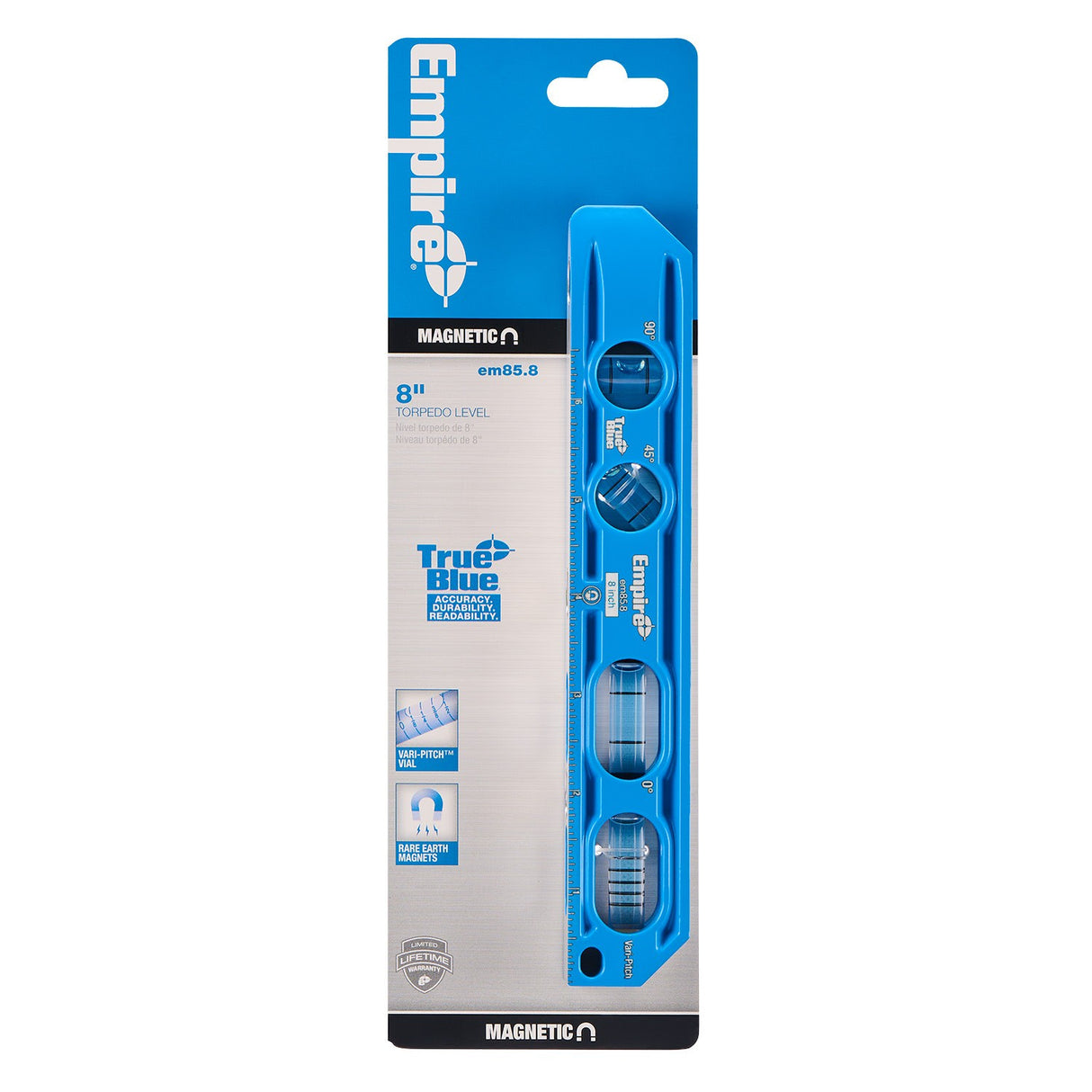 Empire Level EM85.8 8" TRUE BLUE Die Cast Torpedo Level - 6