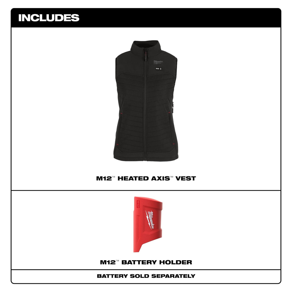Milwaukee F300B-20 M12 Women's Black Axis Vest Only - 5