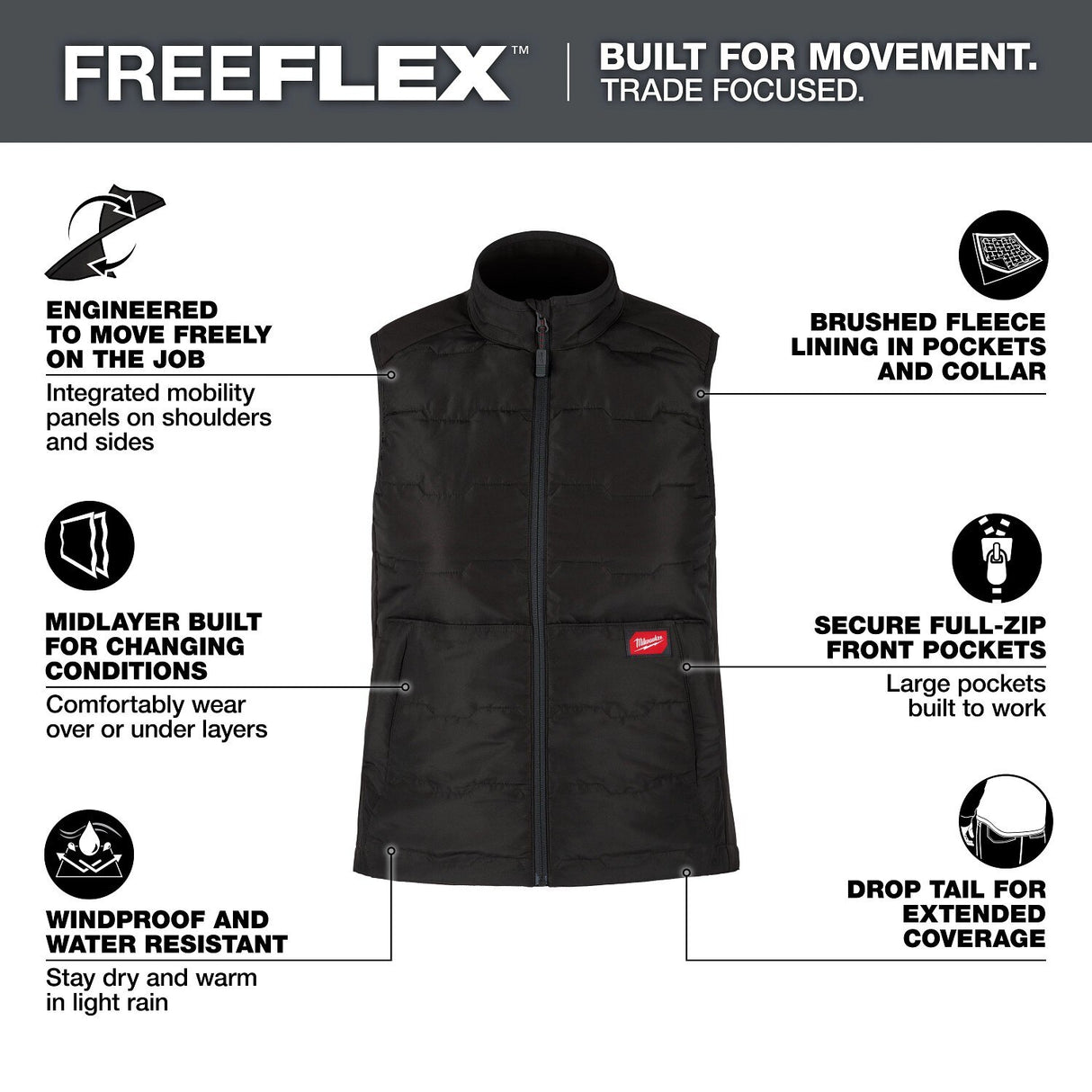 Milwaukee F350B-L Women's FREEFLEX Lightweight Insulated Vest Black L - 2