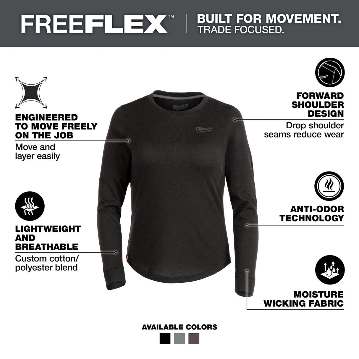 Milwaukee F552B-S Women's FREEFLEX Hybrid Tee - Long Sleeve Black S - 2