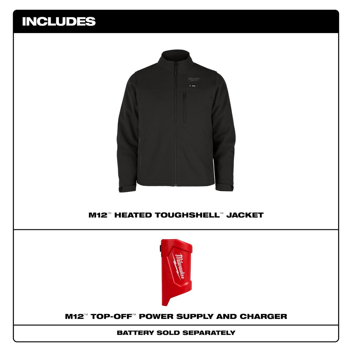 Milwaukee M100B-20 M12 Heated Black Toughshell Jacket Only - 5