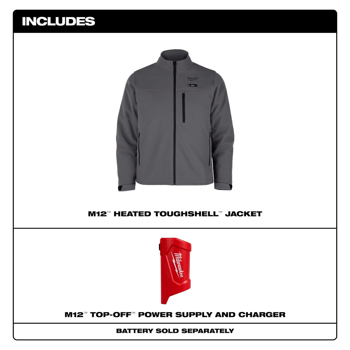 Milwaukee M100G-20 M12 Heated Gray Toughshell Jacket Only - 5