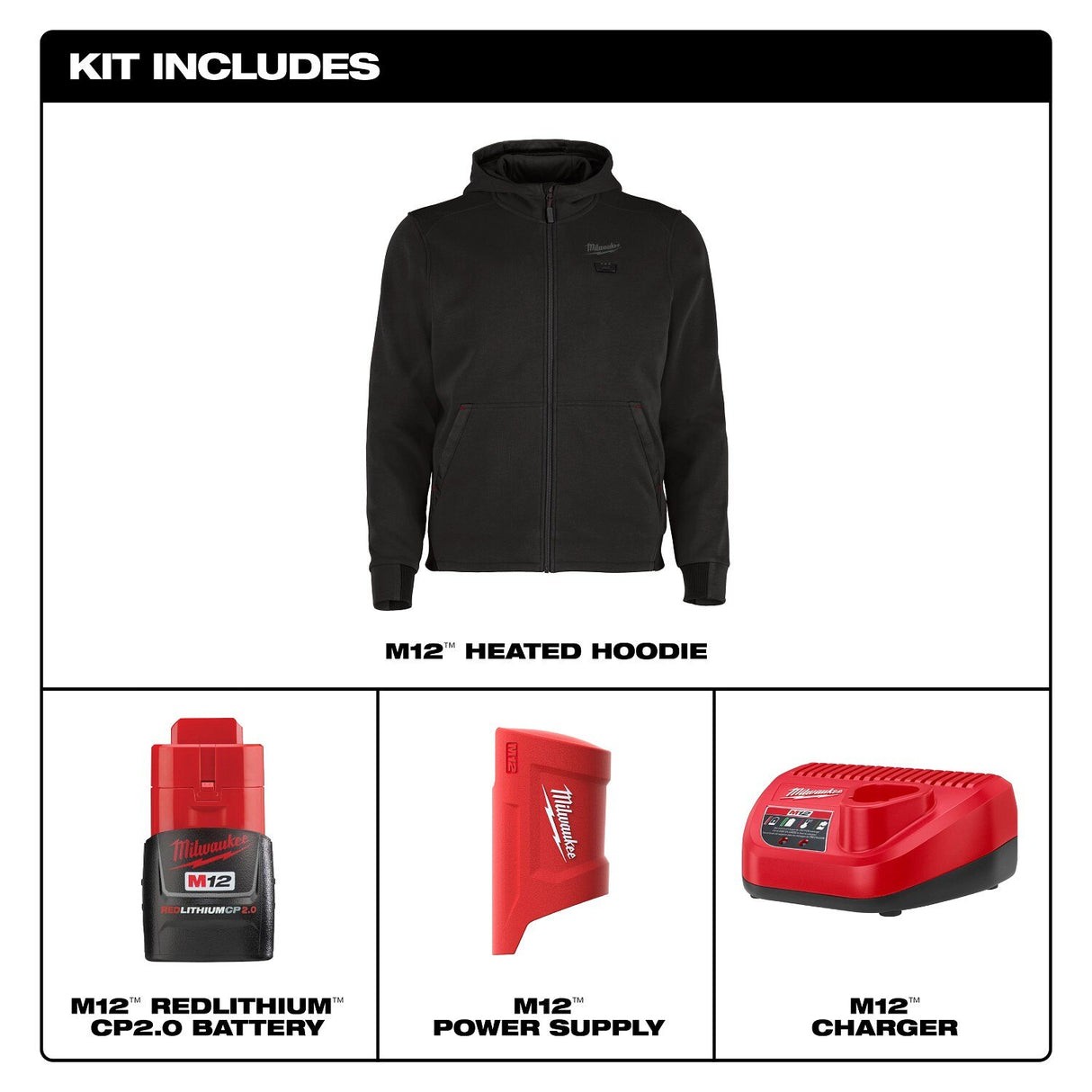Milwaukee M200B-21 M12 Heated Hoodie Kit - Black - 3