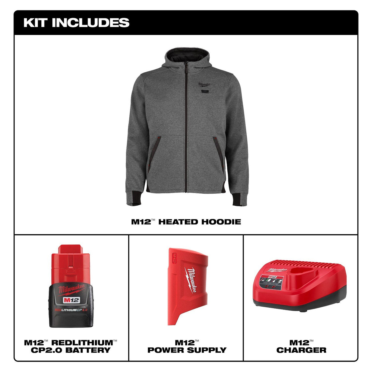 Milwaukee M200G-21 M12 Heated Hoodie Kit - Gray - 3