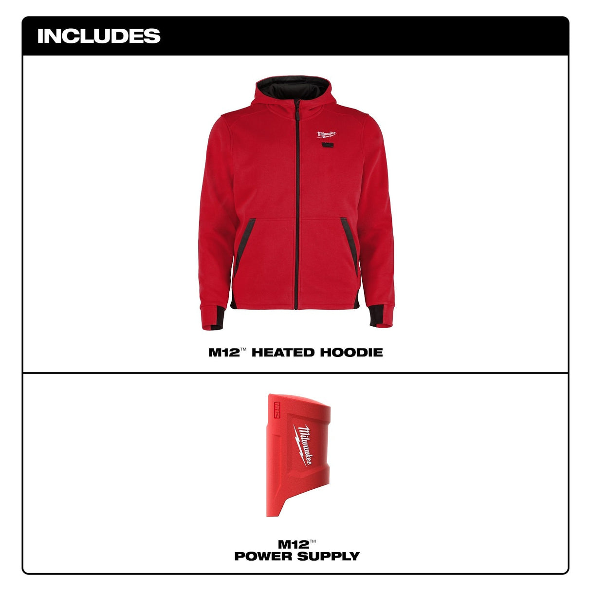 Milwaukee M200R-20 M12 Heated Hoodie Only - Red - 3