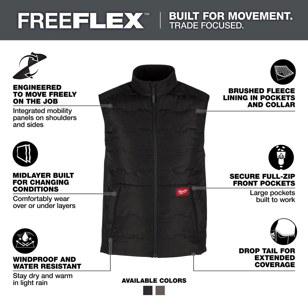 Milwaukee M350B-3X FREEFLEX Lightweight Insulated Vest Black 3X - 2