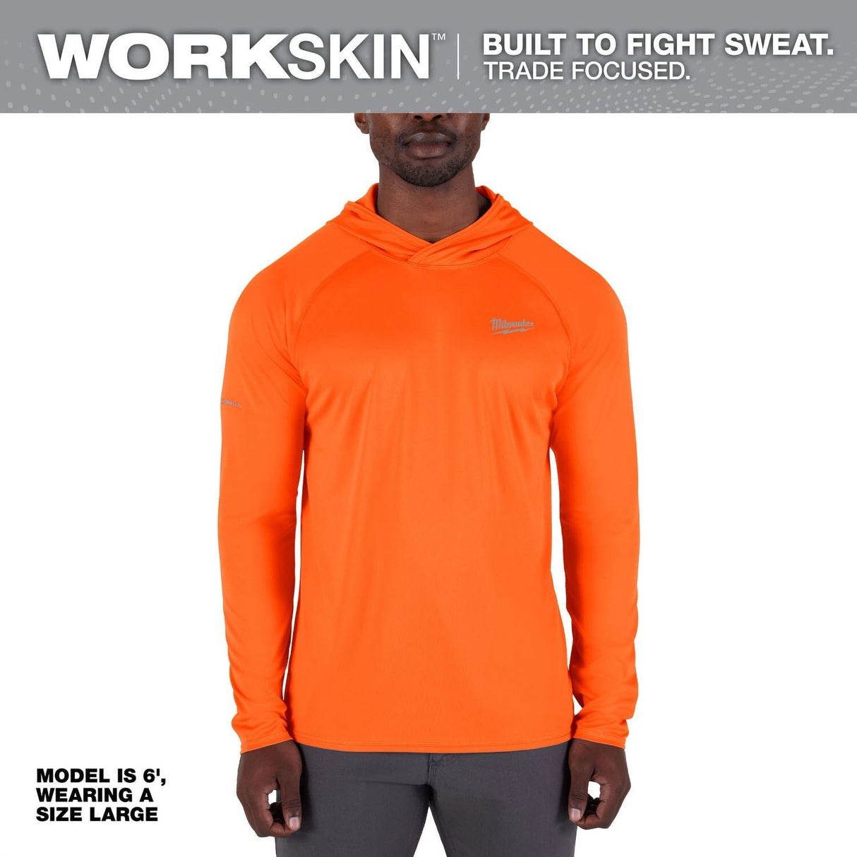 Milwaukee M550A-XL WORKSKIN Hooded Sun Shirt UPF 50+ Sweat-Wicking Orange XL - 2