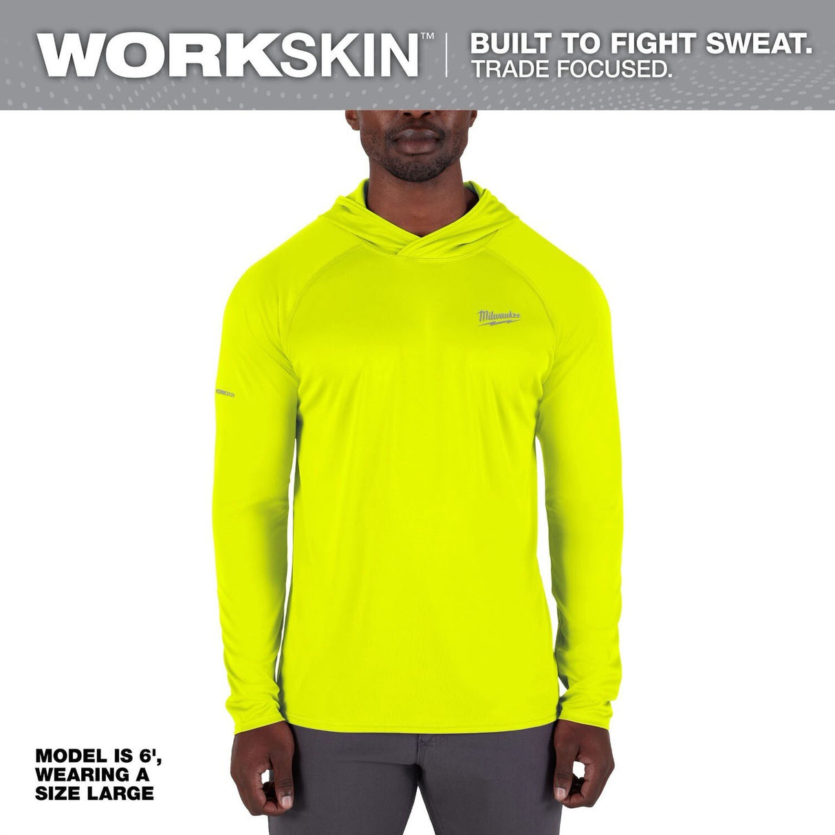 Milwaukee M550Y-2X WORKSKIN Hooded UPF 50 Plus Sweat-Wicking Sun Shirt Yellow 2X - 2