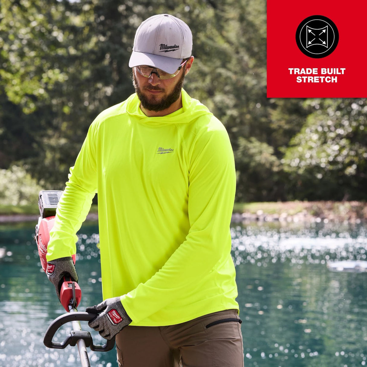 Milwaukee M550Y-3X WORKSKIN Hooded Sun Shirt UPF 50 Plus Sweat Wicking Yellow 3XL - 3
