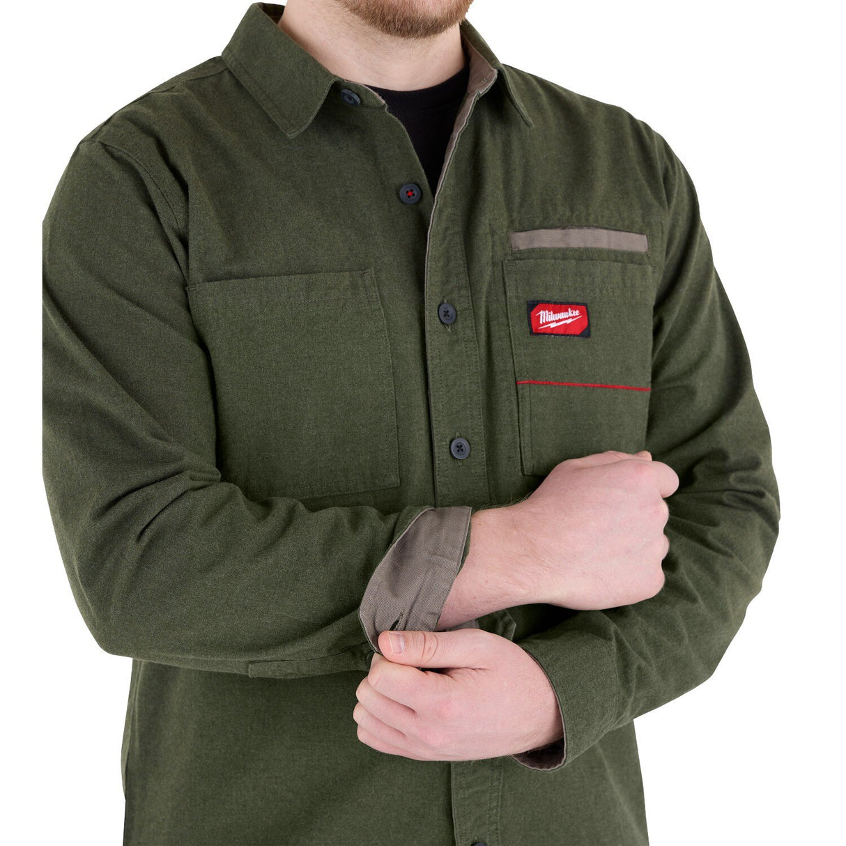 Milwaukee M552E-L Gridiron Flannel Shirt Wind Resistant Heavyweight Cotton with Reinforced Pockets and Cuffs - 9