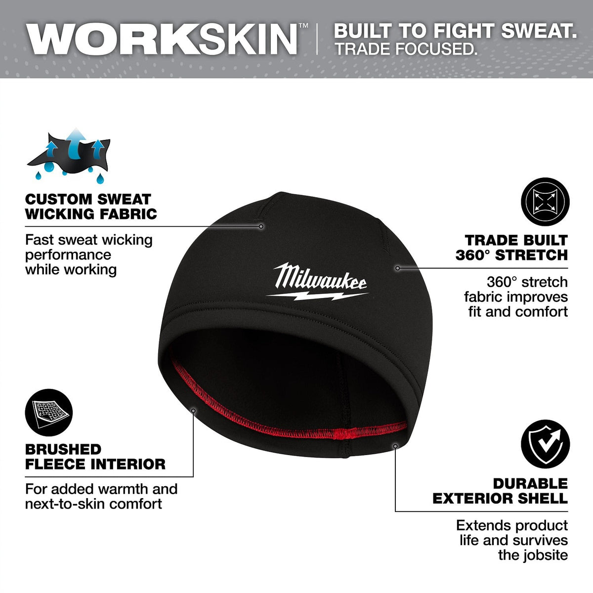 Milwaukee M752B WORKSKIN Low-Profile Beanie - 2