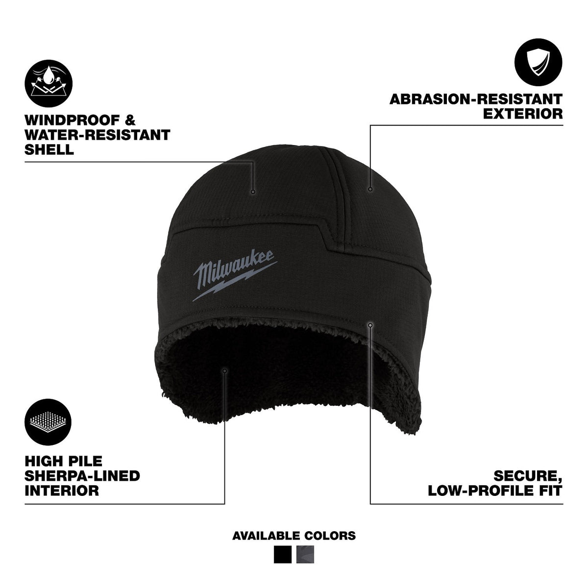 Milwaukee M755B-LXL Sherpa-Lined Windproof Water-Resistant Beanie Black L/XL - 2