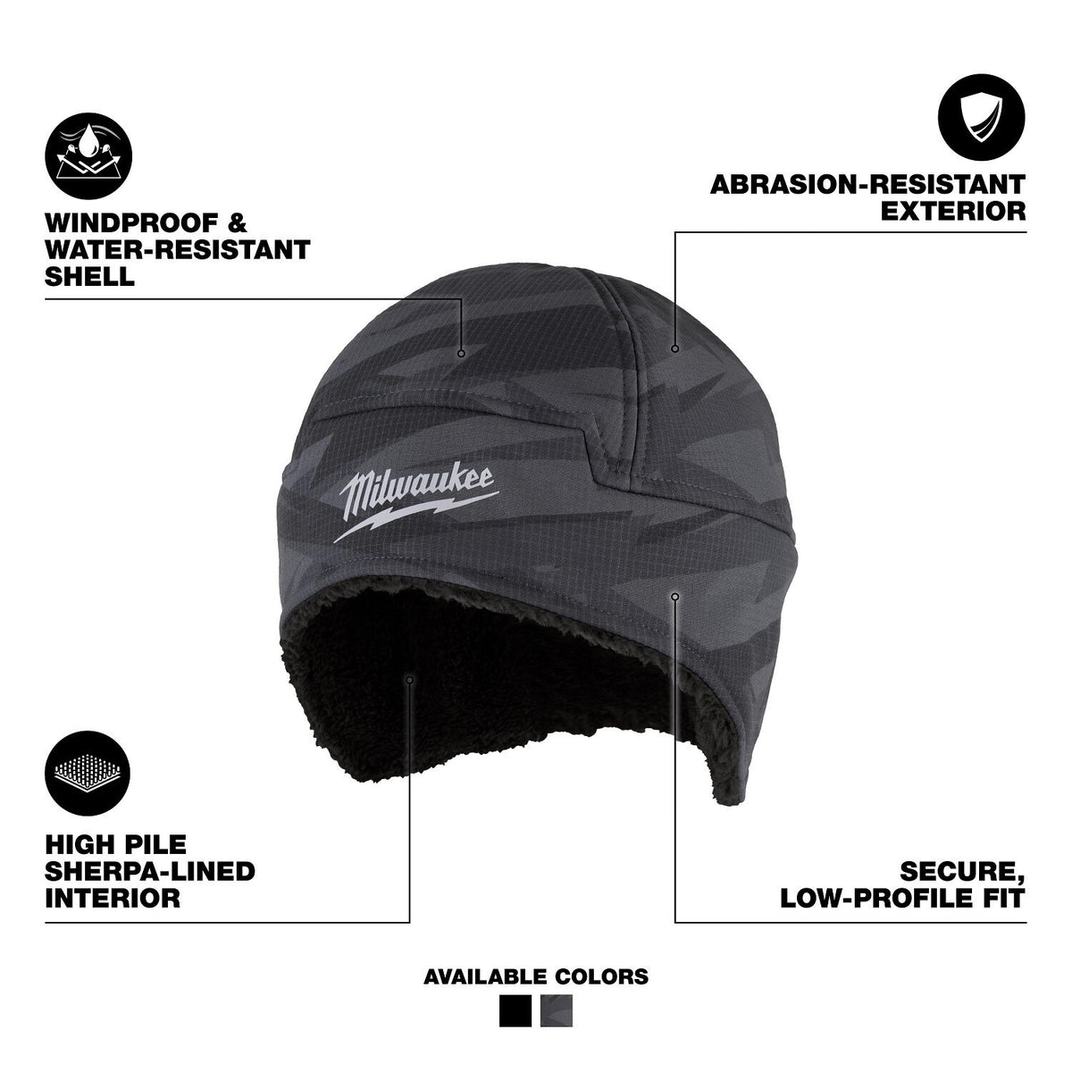 Milwaukee M755C-SM Sherpa-Lined Camo Beanie Windproof Water-Resistant Low-Profile Fit Size S/M - 2