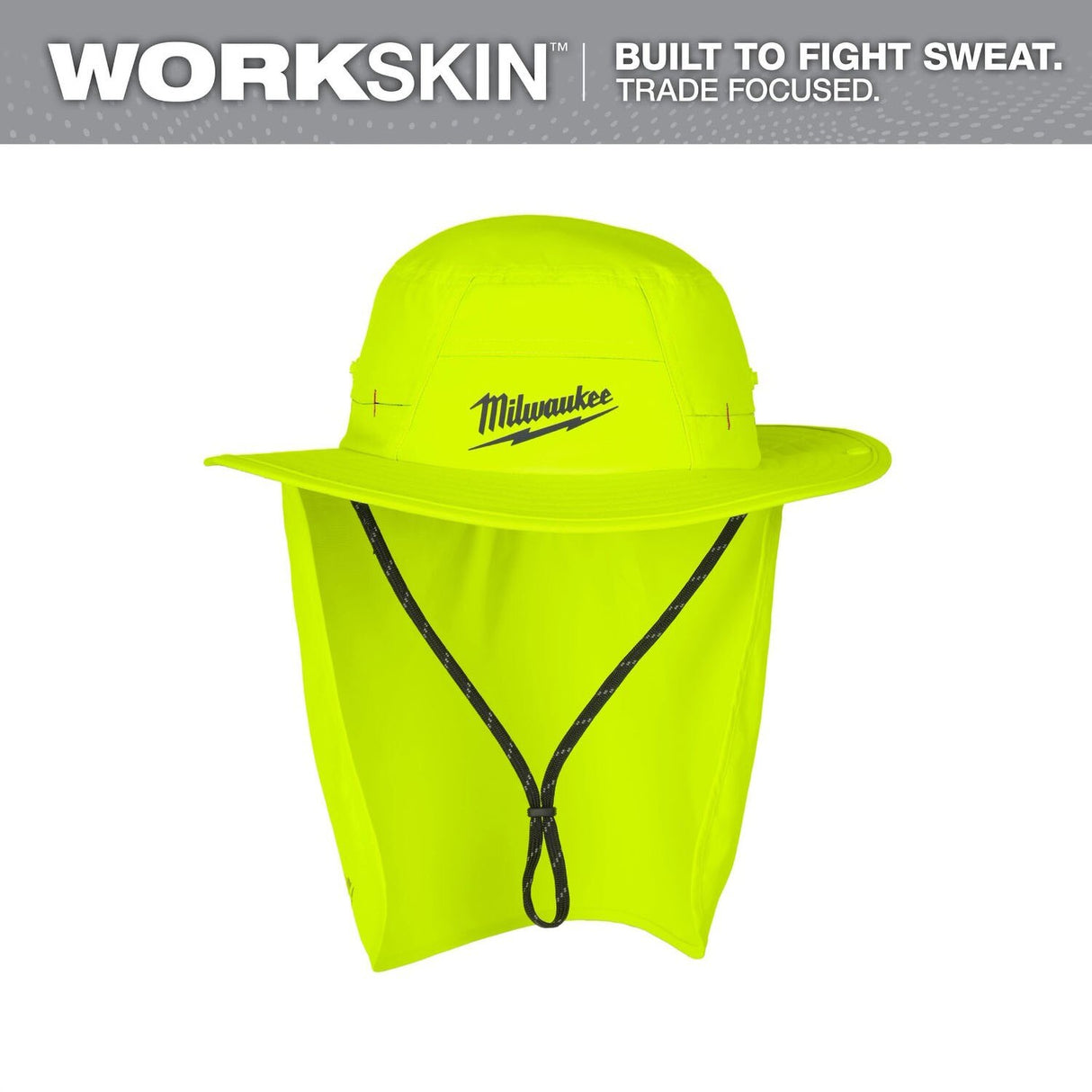 Milwaukee M770Y-SM WORKSKIN UPF 50 Plus Sunshade Hat with Detachable Neck Shade and 3 in. Brim Yellow SM - 2