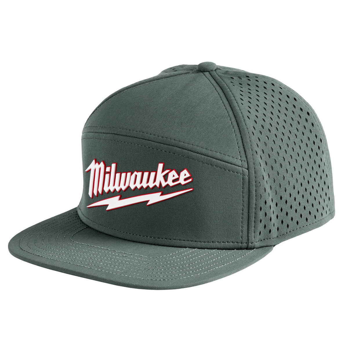 Milwaukee M771E Flat-Brim Snapback Hat with Laser-Cut Ventilation and Moisture-Wicking Sweatband
